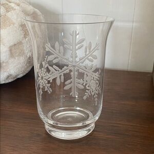 Ralph Lauren Clear Snowflake Glass Candle Vase “Let It Snow”